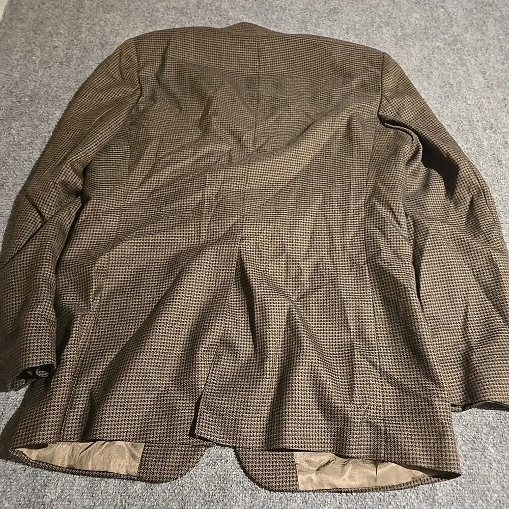 Vtg Ashford Lane Blazer Mens 42XL Brown Houndstooth Suit Jacket Sport Coat Retro
